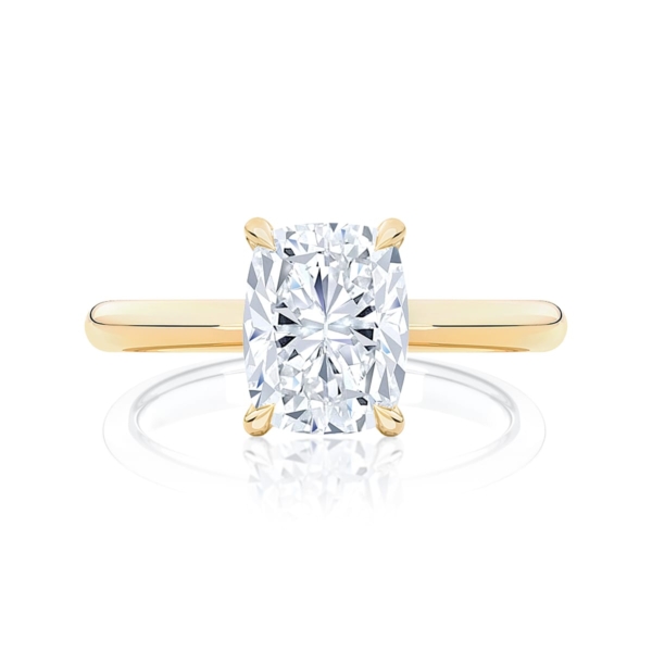 Diamond Solitaire Engagement Ring in Yellow Gold | Attica (Rect. Cushion)