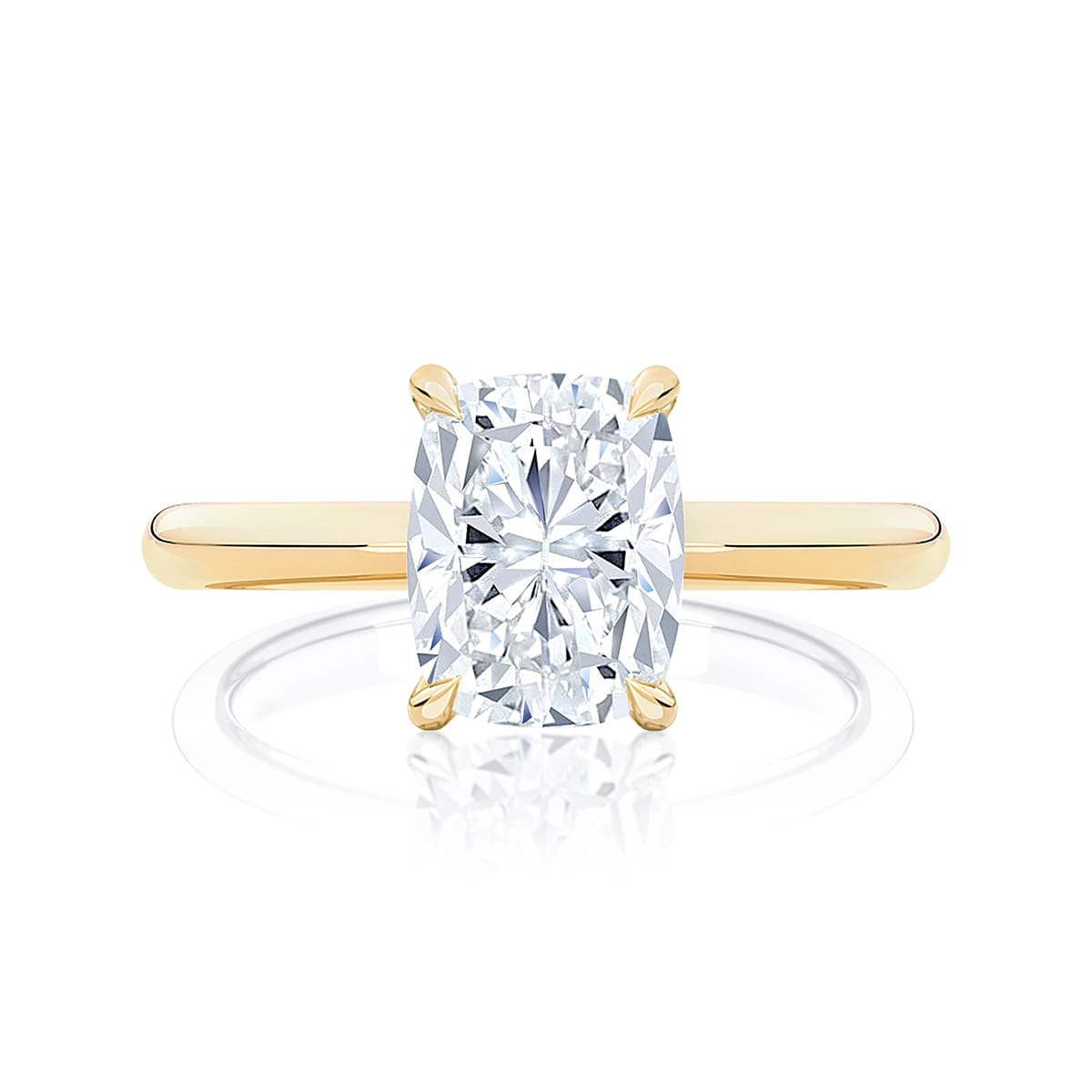 Diamond Solitaire Engagement Ring in Yellow Gold | Attica (Rect. Cushion)