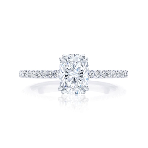 Diamond Engagement Ring With Side Stones in White Gold  | Aurelia (Rect. Cushion)