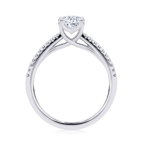 Diamond Engagement Ring With Side Stones in White Gold  | Aurelia (Rect. Cushion)