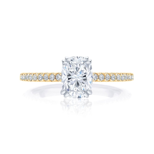 Diamond Engagement Ring With Side Stones in Yellow Gold | Aurelia (Rect. Cushion)