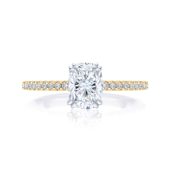 Diamond Engagement Ring With Side Stones in Yellow Gold | Aurelia (Rect. Cushion)