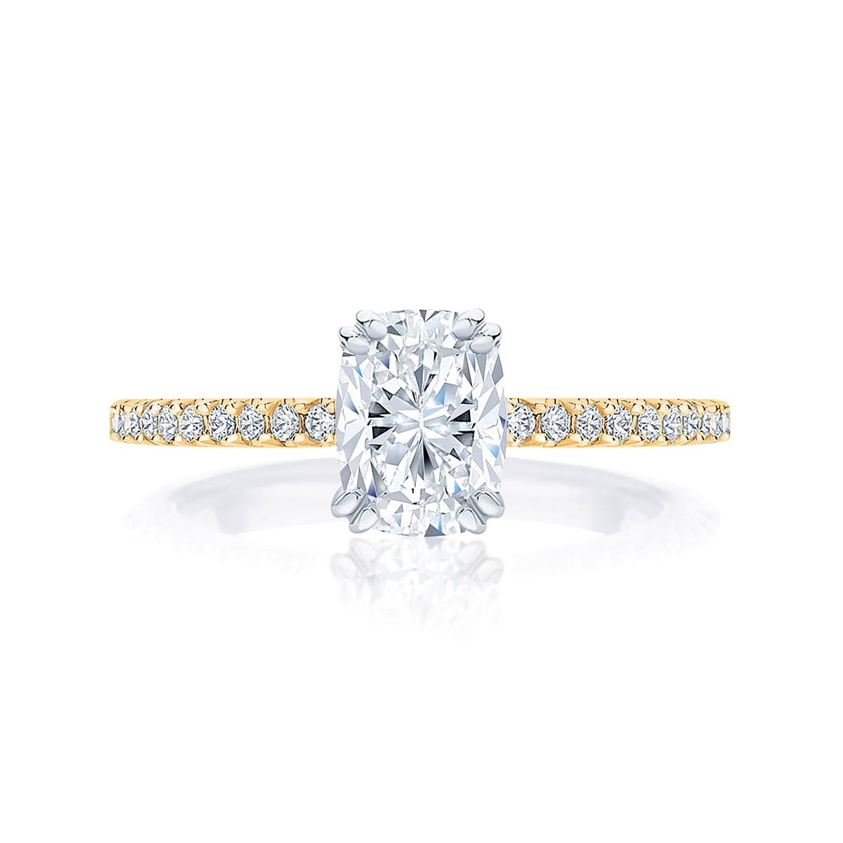 Diamond Engagement Ring With Side Stones in Yellow Gold | Aurelia (Rect. Cushion)