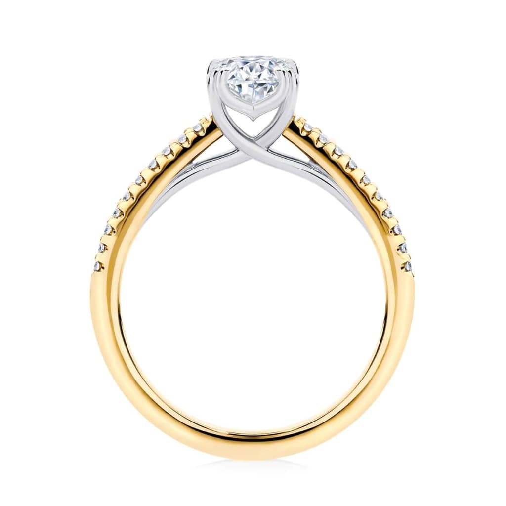 Diamond Engagement Ring With Side Stones in Yellow Gold | Aurelia (Rect. Cushion)