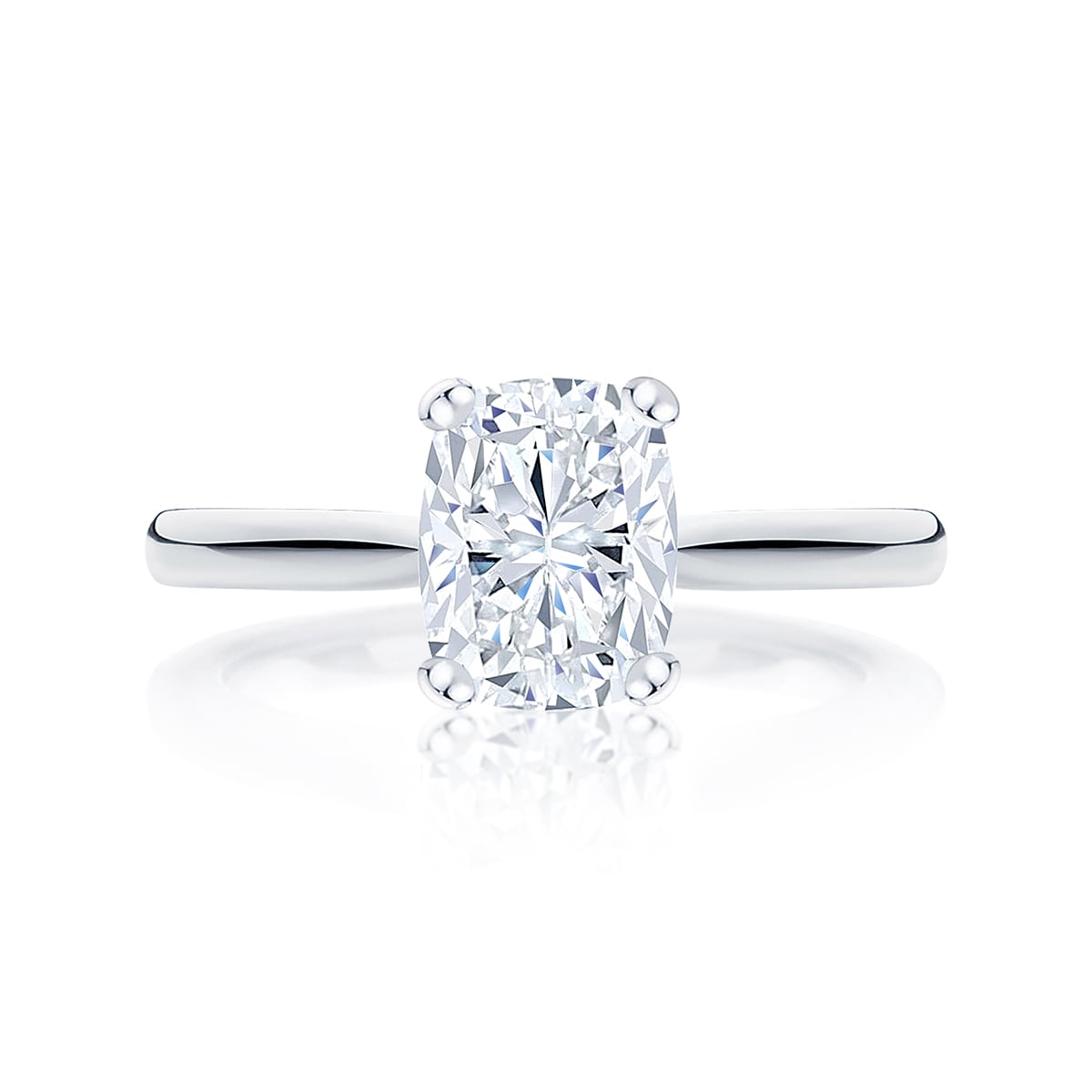 Diamond Solitaire Engagement Ring in White Gold  | Ballerina (Rect. Cushion)