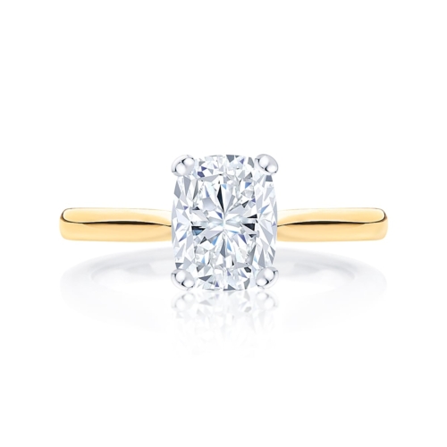 Diamond Solitaire Engagement Ring in Yellow Gold | Ballerina (Rect. Cushion)