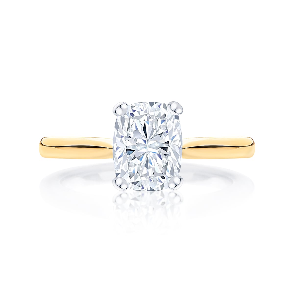 Diamond Solitaire Engagement Ring in Yellow Gold | Ballerina (Rect. Cushion)