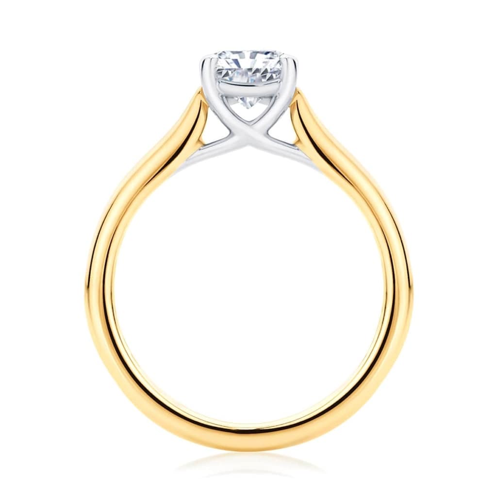 Diamond Solitaire Engagement Ring in Yellow Gold | Ballerina (Rect. Cushion)