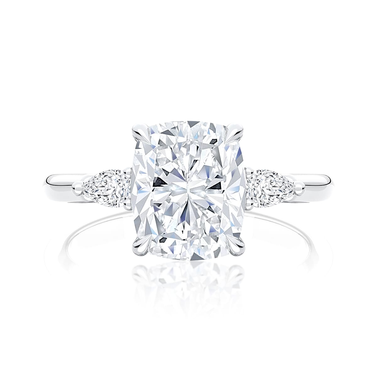 Diamond Three Stone Engagement Ring in Platinum | Cala (Rect. Cushion)