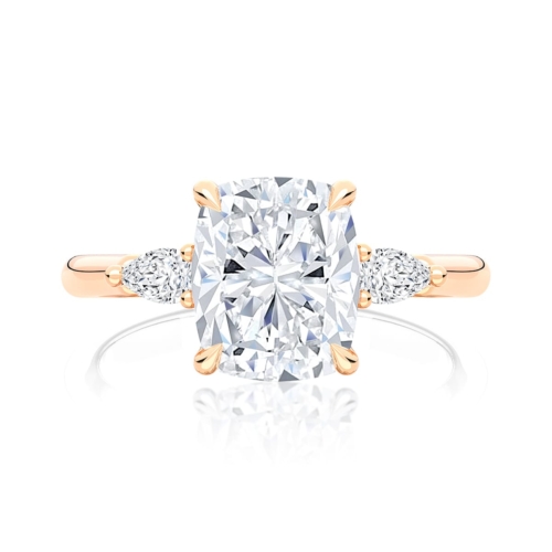 Diamond Three Stone Engagement Ring in Rose Gold  | Cala (Rect. Cushion)