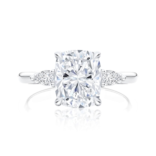 Diamond Three Stone Engagement Ring in White Gold  | Cala (Rect. Cushion)