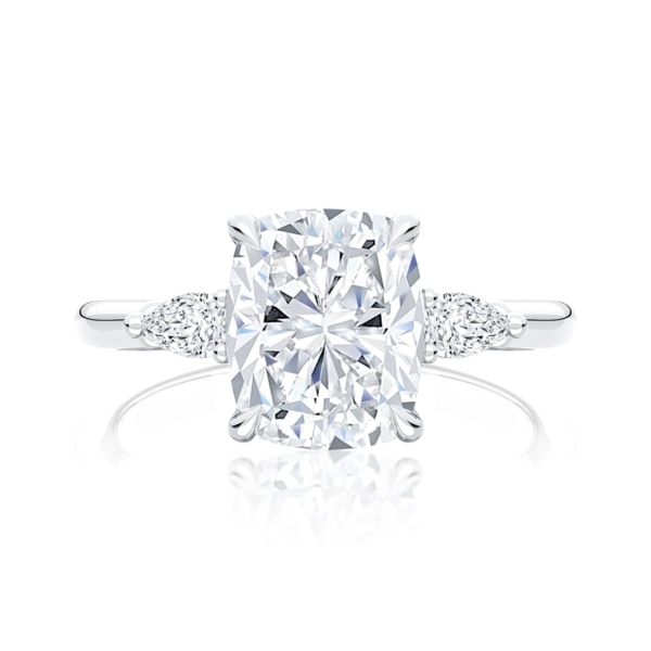Diamond Three Stone Engagement Ring in White Gold  | Cala (Rect. Cushion)