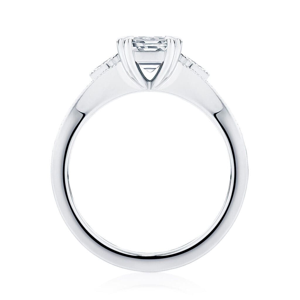 Diamond Engagement Ring With Side Stones in Platinum | Eve (Rect. Cushion)