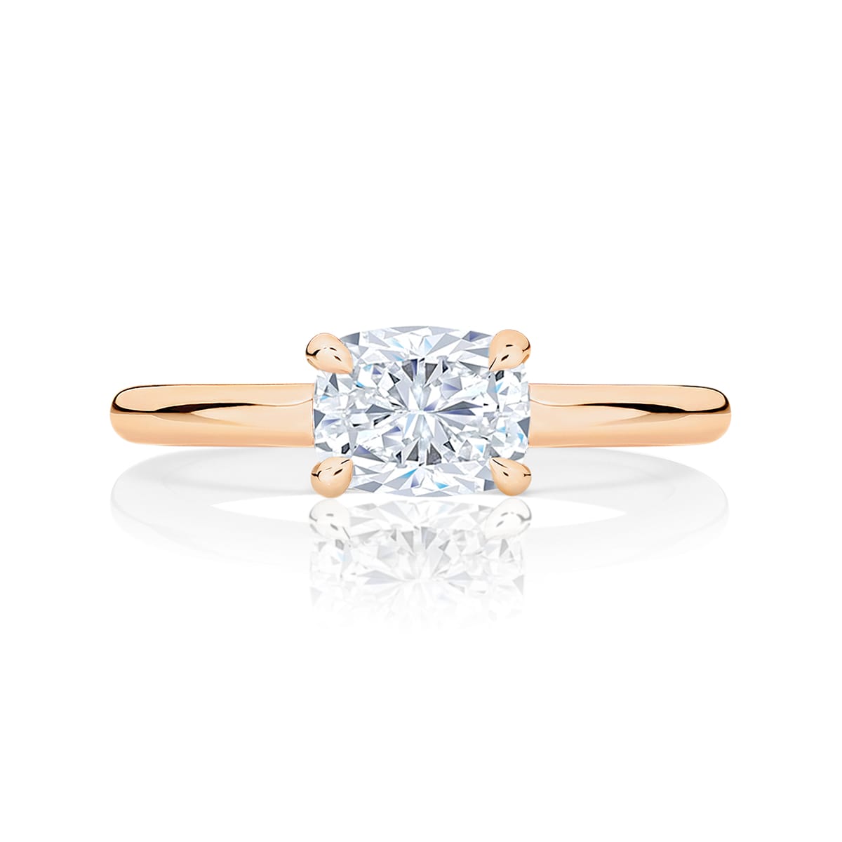 Diamond Solitaire Engagement Ring in Rose Gold  | Juniper (Rect. Cushion)