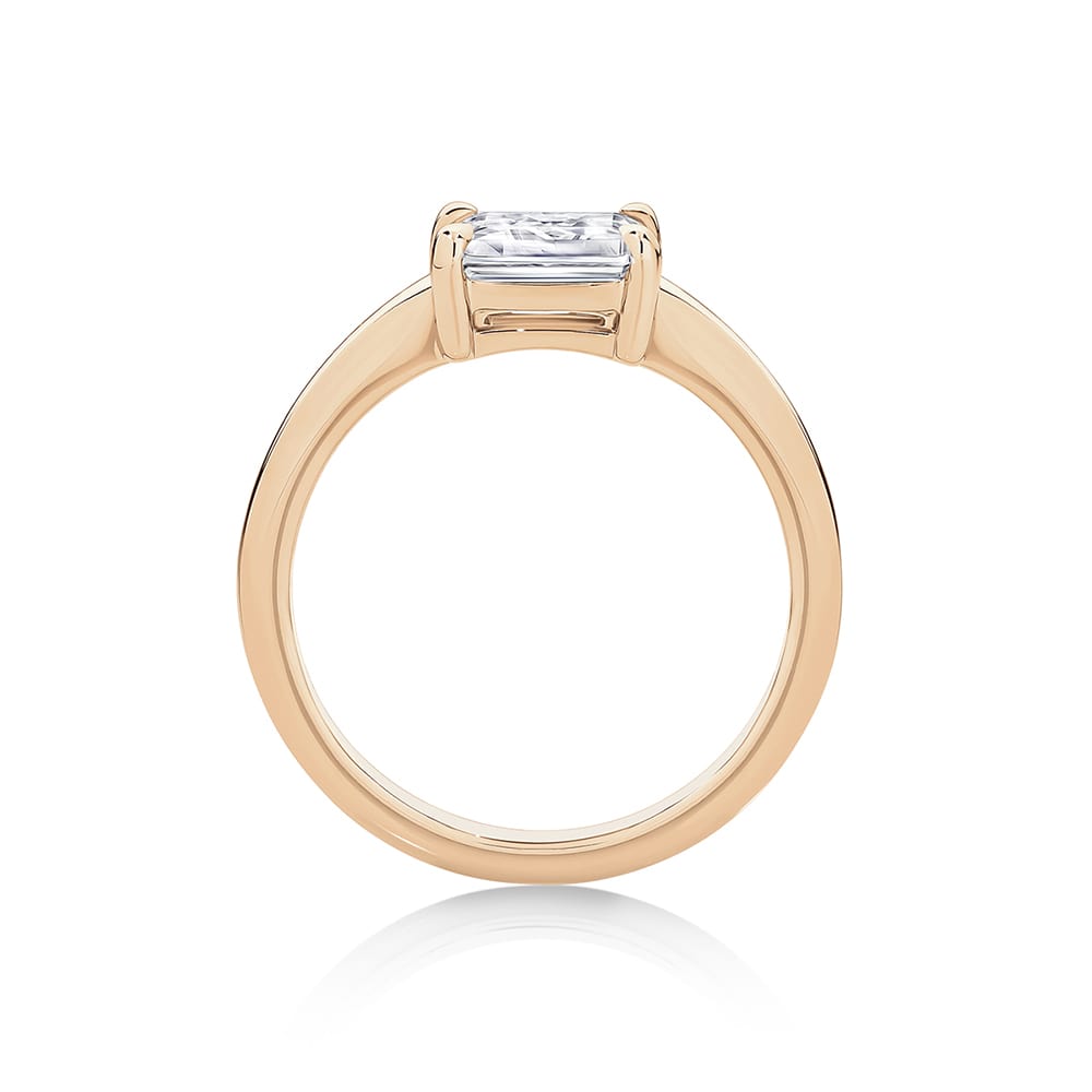 Diamond Solitaire Engagement Ring in Rose Gold  | Juniper (Rect. Cushion)