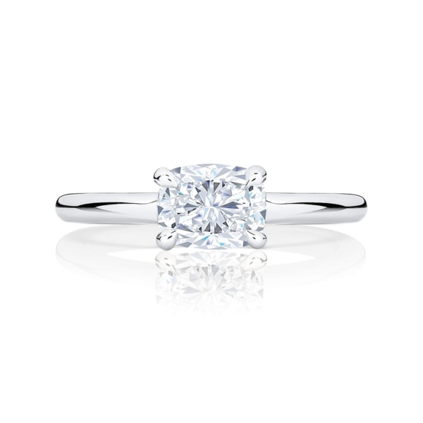 Diamond Solitaire Engagement Ring in White Gold  | Juniper (Rect. Cushion)