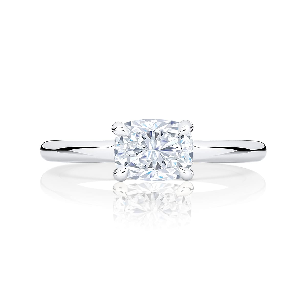 Diamond Solitaire Engagement Ring in White Gold  | Juniper (Rect. Cushion)