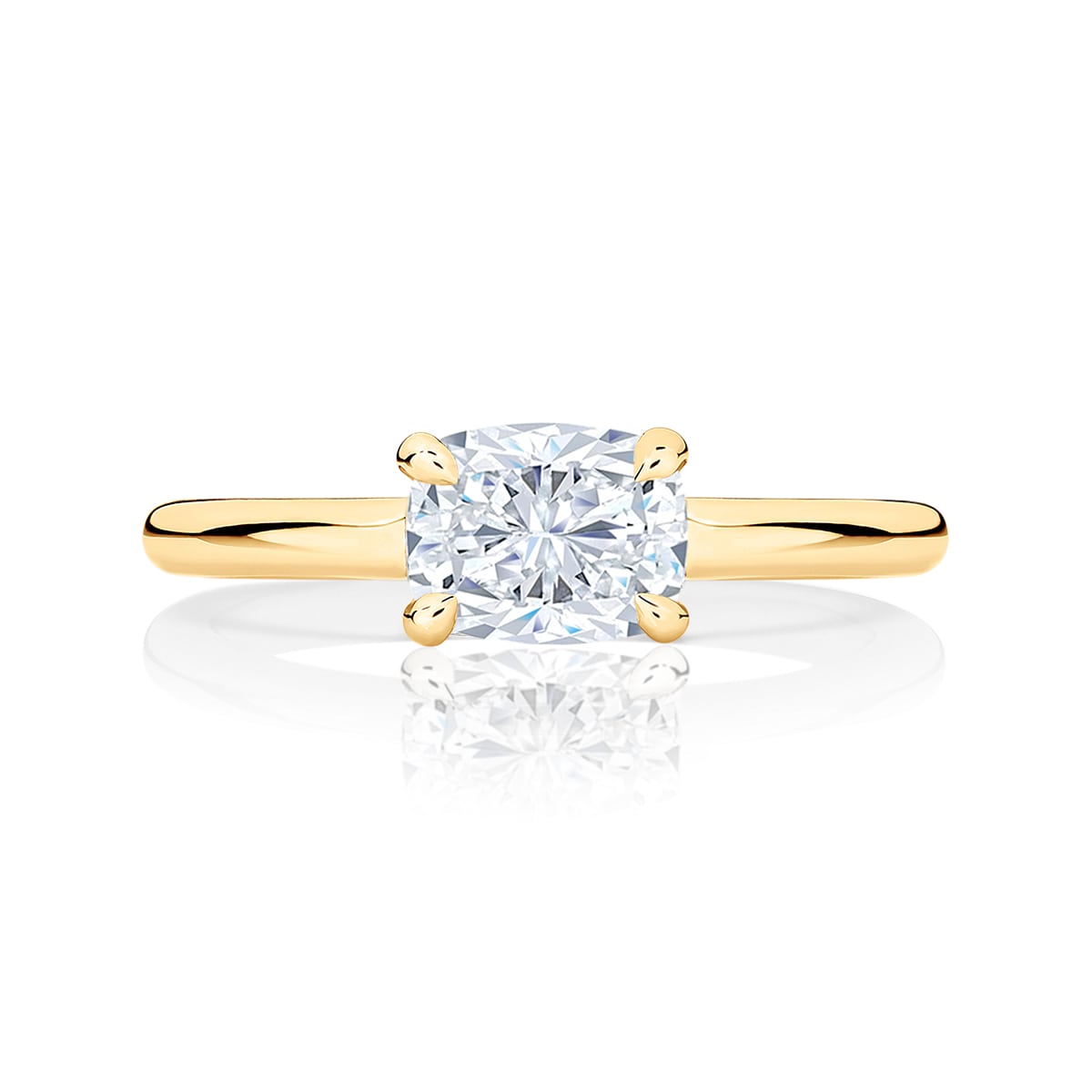 Diamond Solitaire Engagement Ring in Yellow Gold | Juniper (Rect. Cushion)
