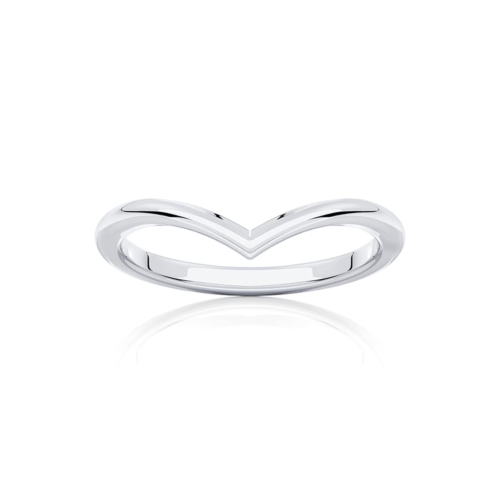 Classic V Shaped Fitted Wedding Ring in 18ct White Gold