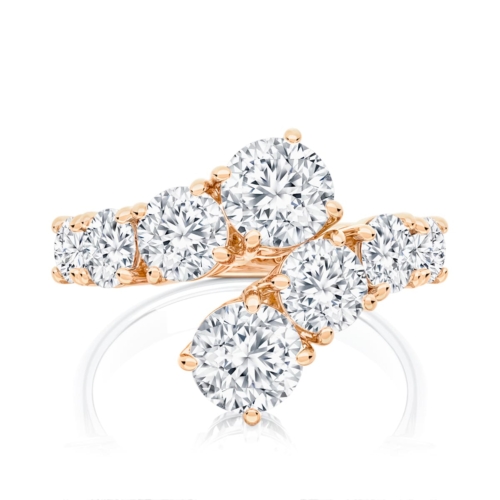 Round Diamond Engagement Ring with Side stones in Rose Gold  | Orion