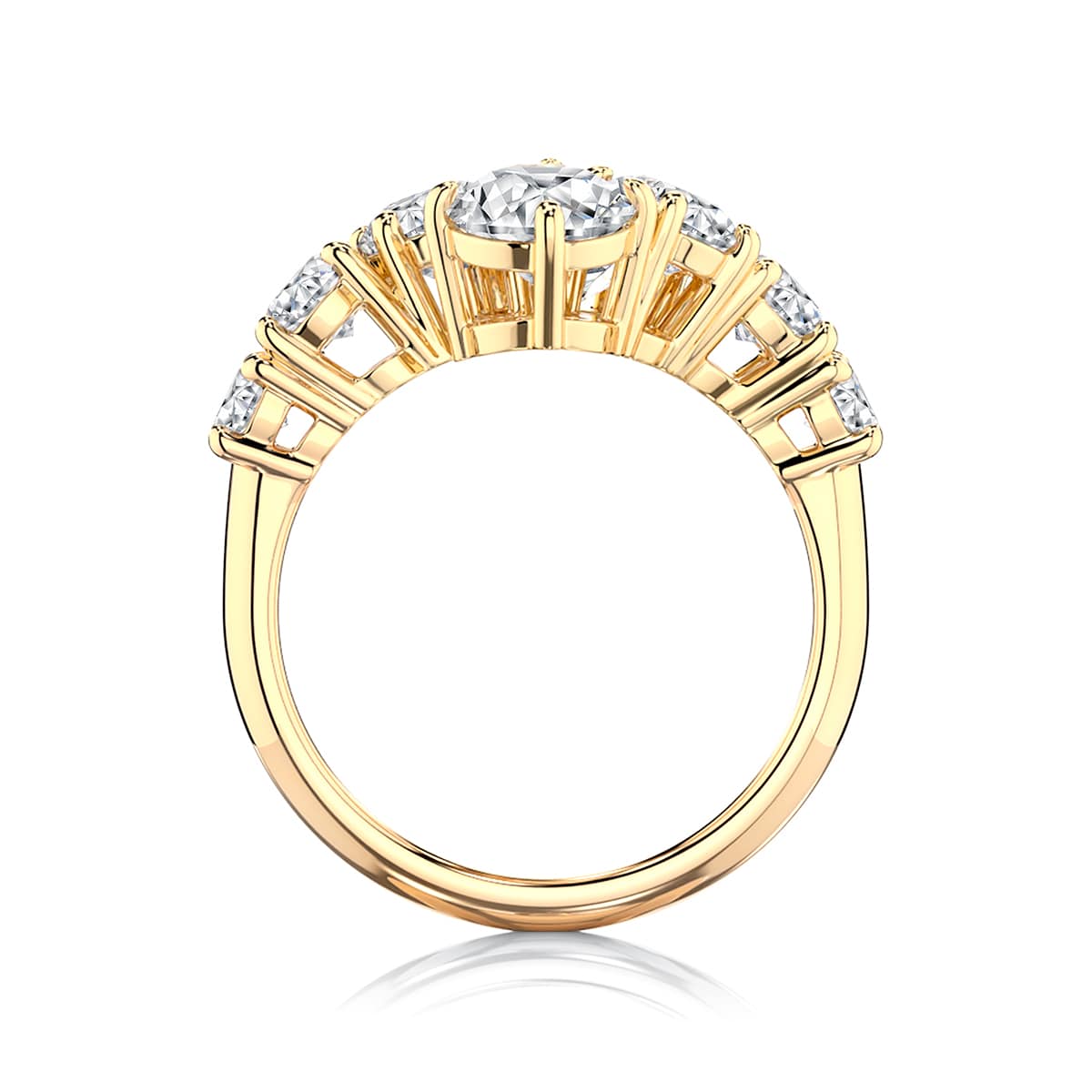 Round Diamond Engagement Ring with Side stones in Yellow Gold | Orion