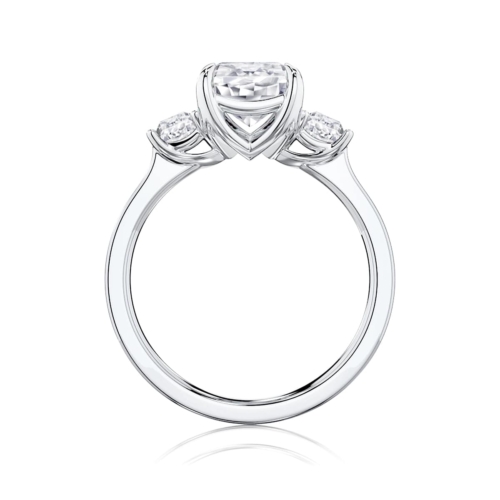 Radiant Diamond Three Stone Engagement Ring in Platinum | Raleigh