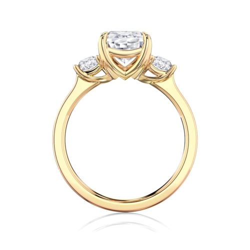 Radiant Diamond Three Stone Engagement Ring in Yellow Gold | Raleigh