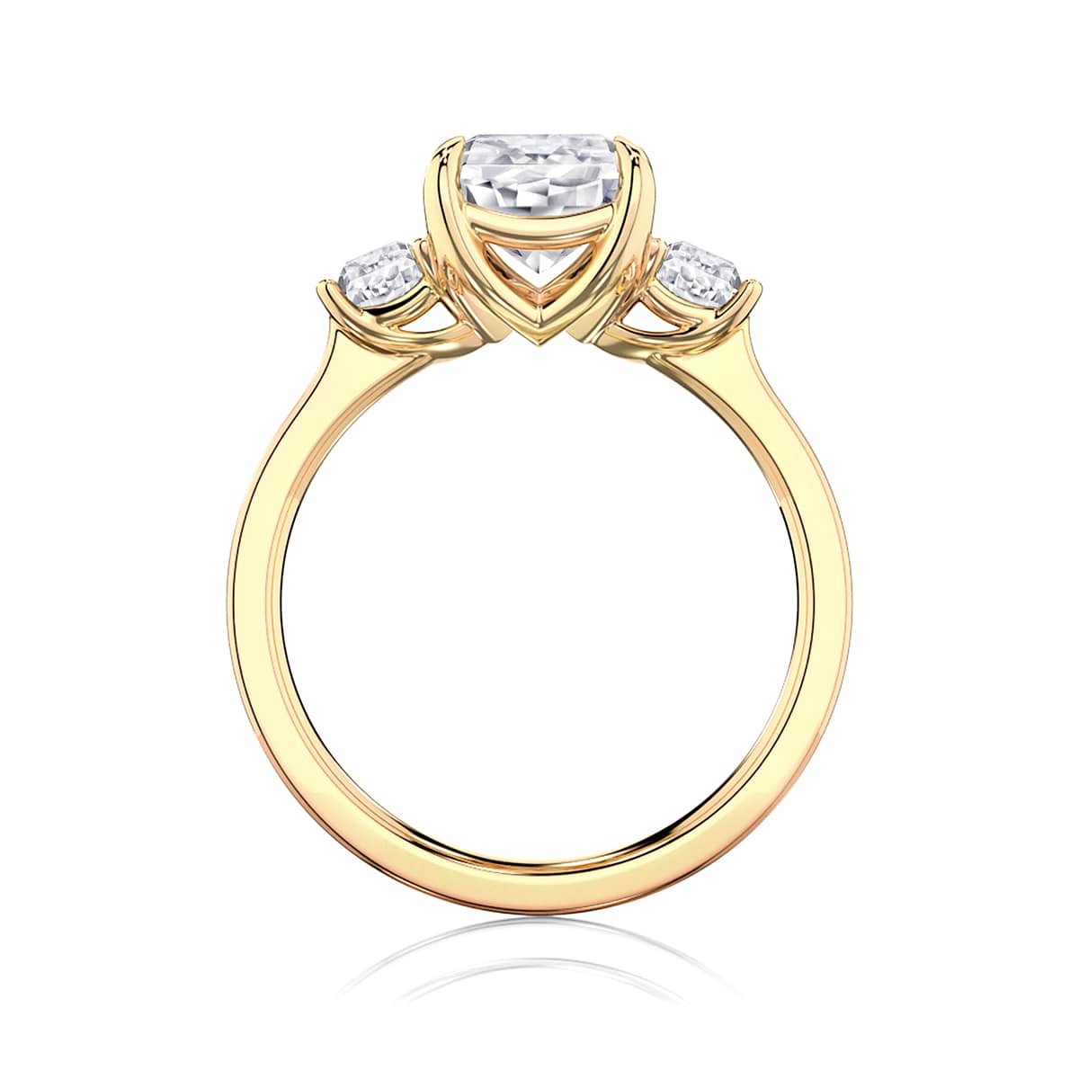 Radiant Diamond Three Stone Engagement Ring in Yellow Gold | Raleigh