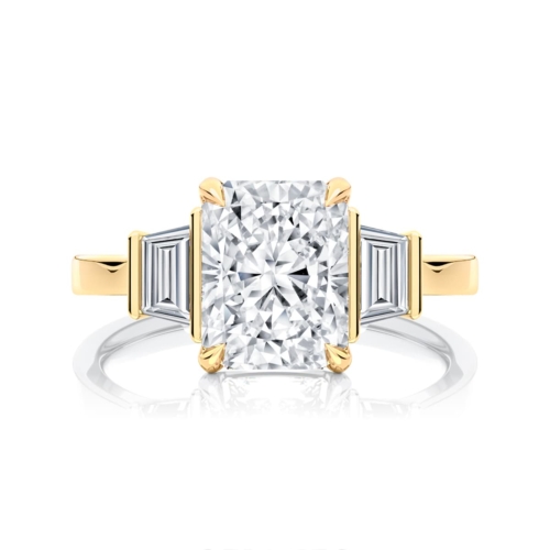Radiant Diamond Three Stone Engagement Ring in Yellow Gold | Raleigh