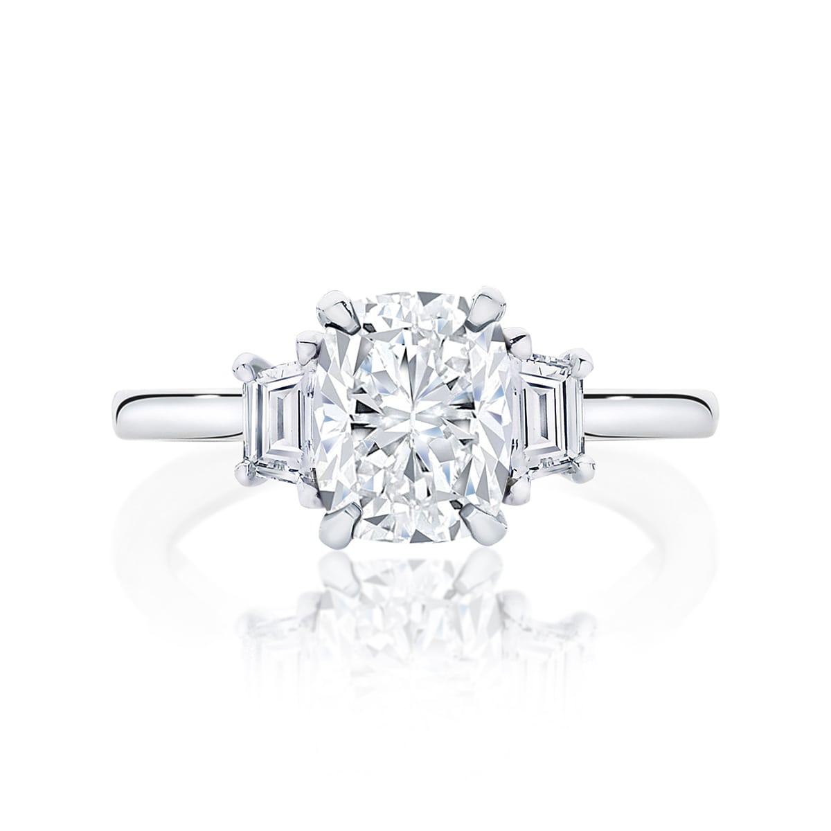 Diamond Three Stone Engagement Ring in Platinum | Soiree (Rect. Cushion)