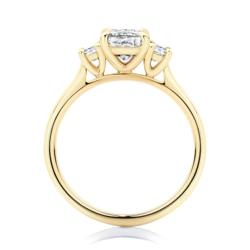 Diamond Three Stone Engagement Ring in Yellow Gold | Soiree (Rect. Cushion)