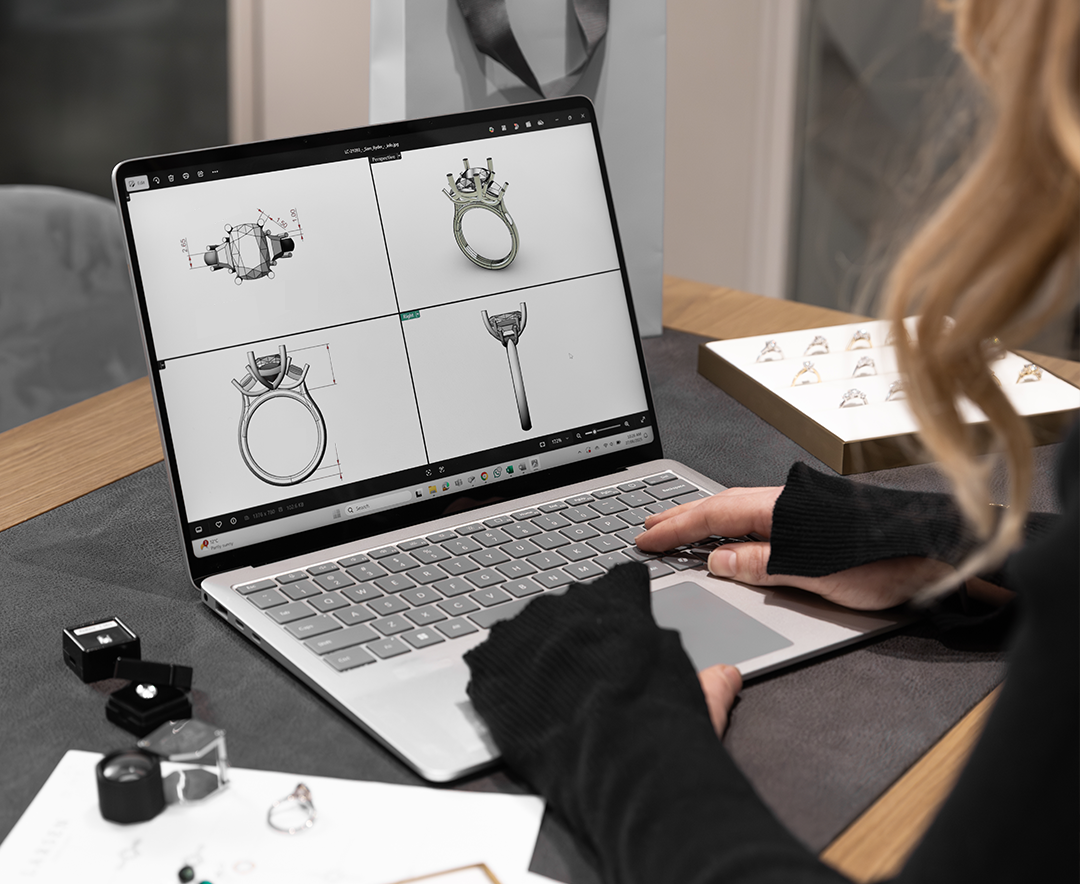 elongated cushion cut diamond engagement ring cad design