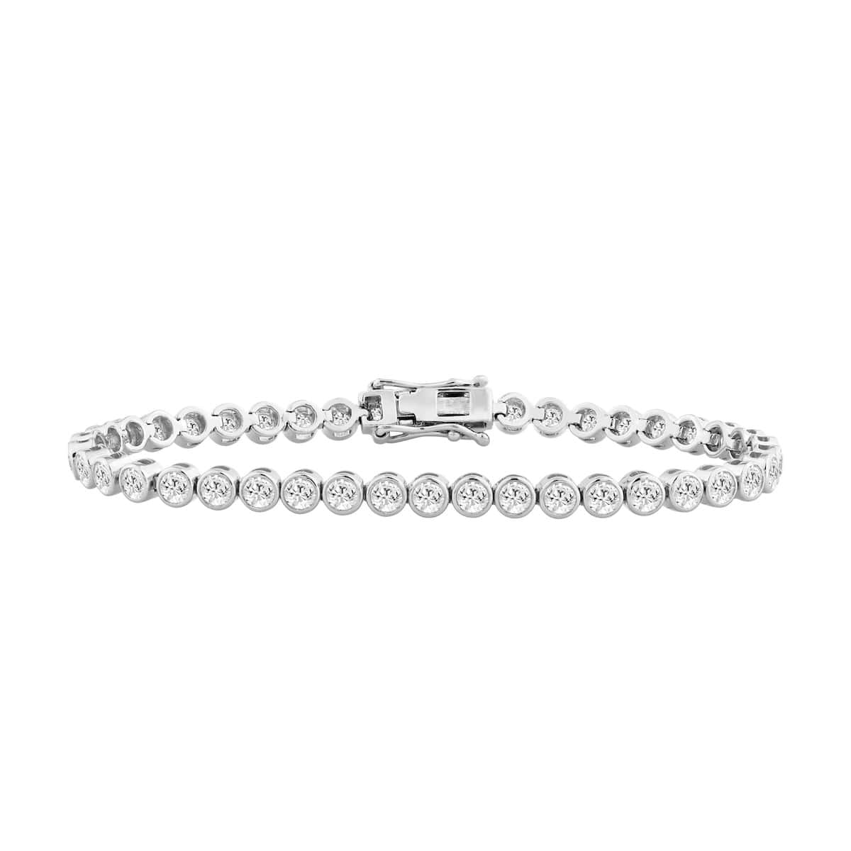 White Gold 5ct Lab Grown Diamond Bezel Tennis Bracelet