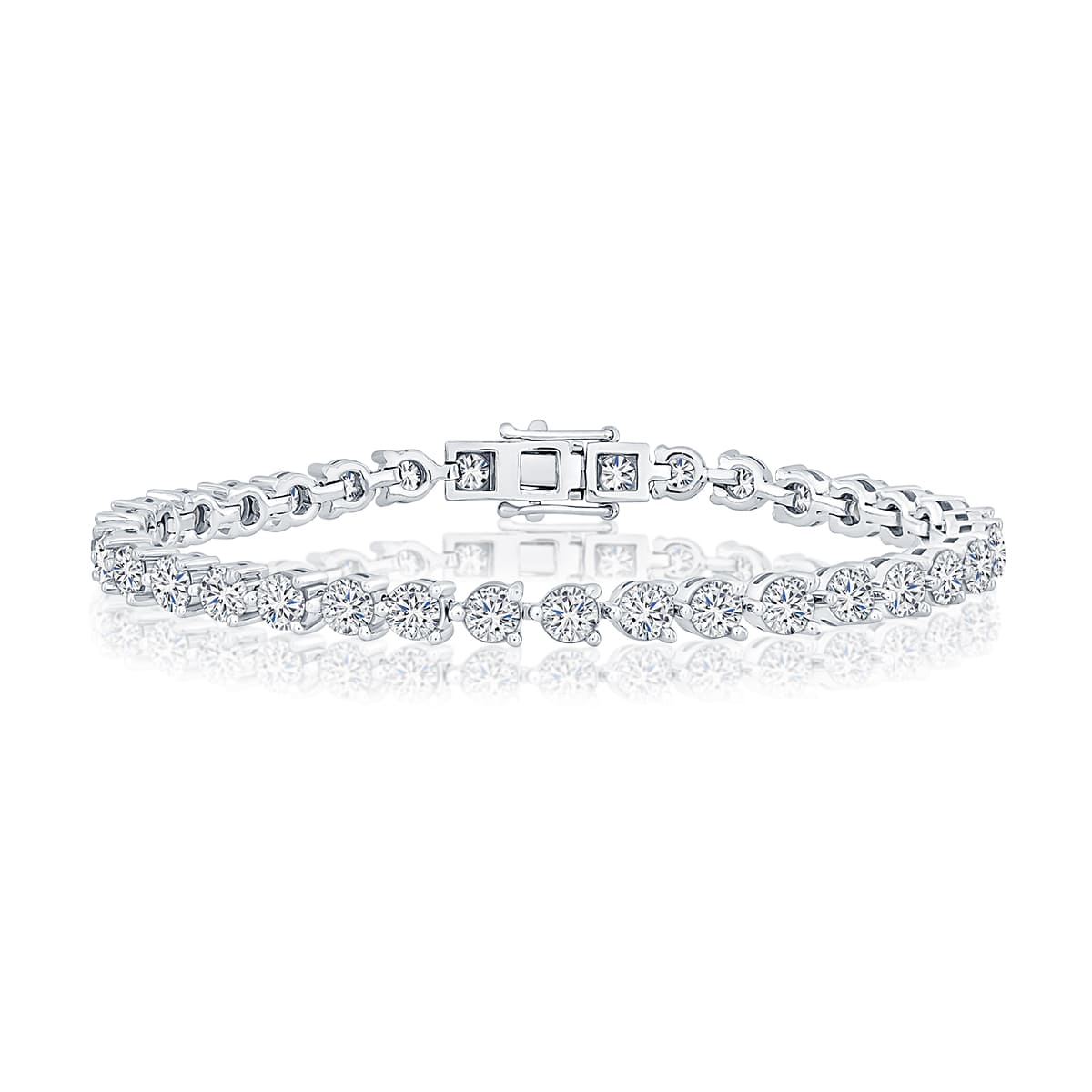 White Gold 9ct Lab Grown Diamond Tri-Claw Tennis Bracelet