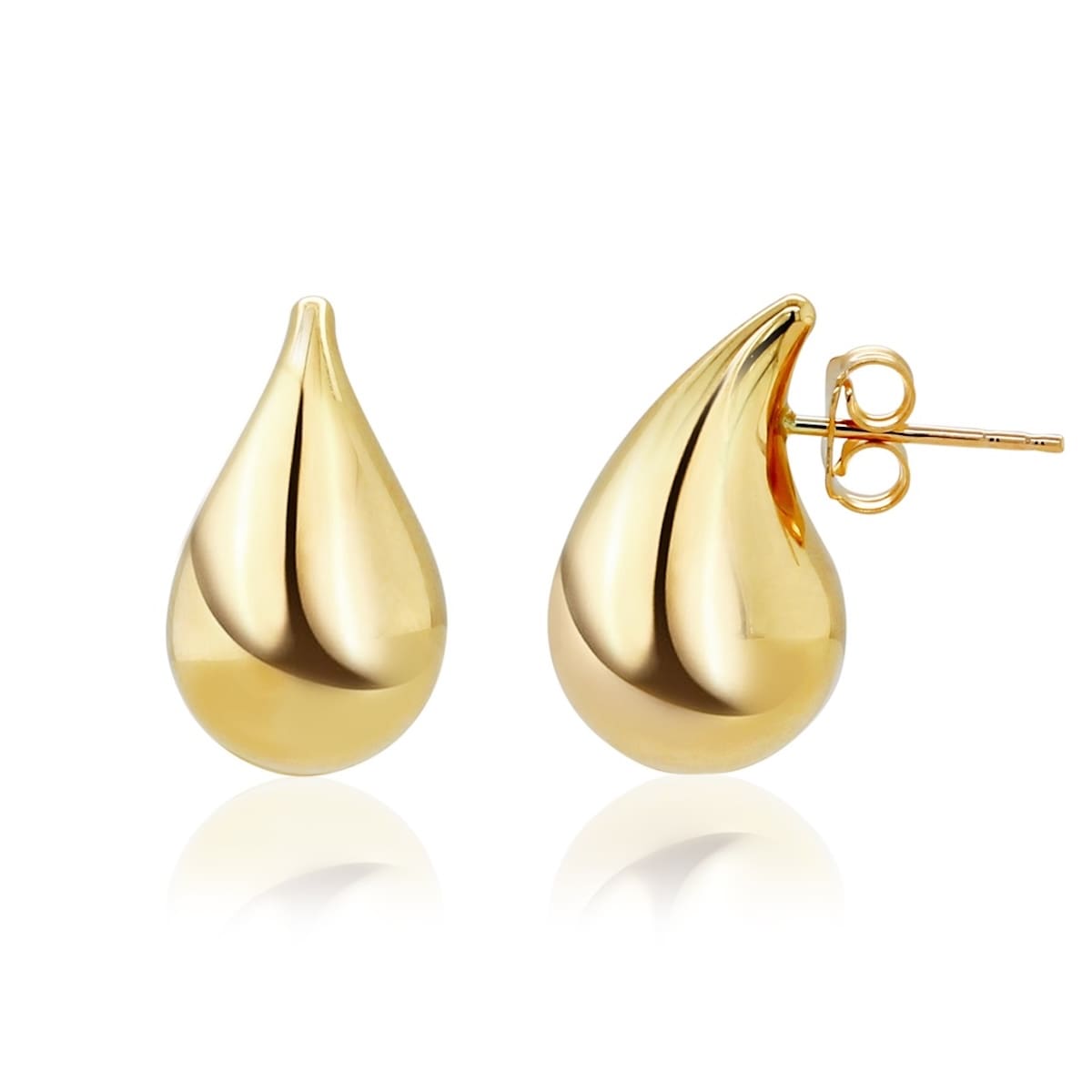 Yellow Gold Curved Teardrop Stud Earrings