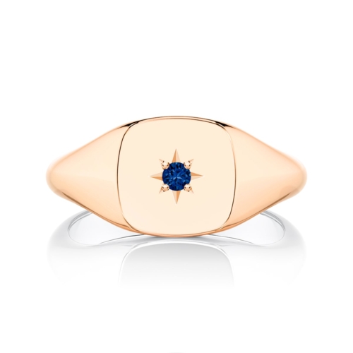 Rose Gold Medium Birthstone Cushion Signet Ring