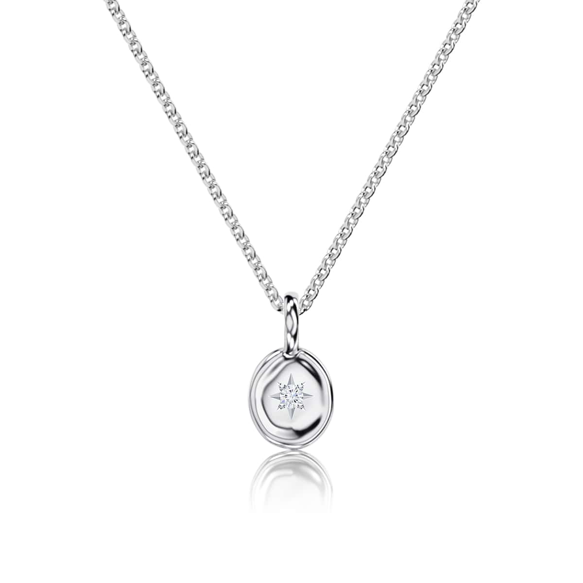 White Gold Oval Freeform Birthstone Pendant
