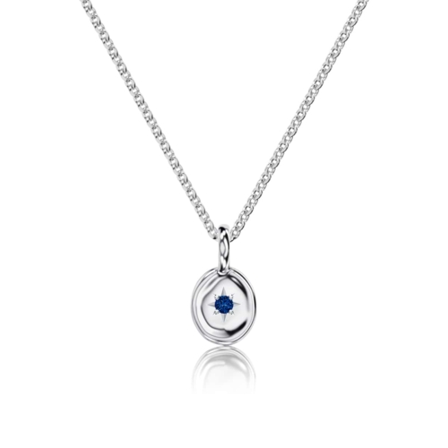 White Gold Oval Freeform Birthstone Pendant