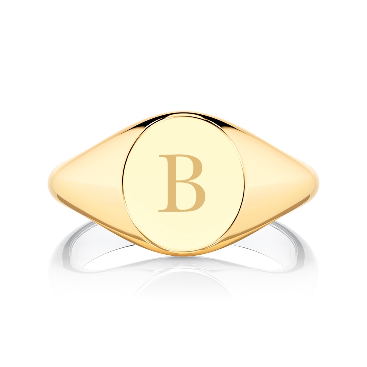 Yellow Gold Medium Initial Oval Signet Ring