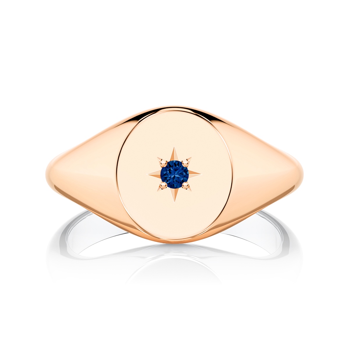 Rose Gold Medium Birthstone Oval Signet Ring
