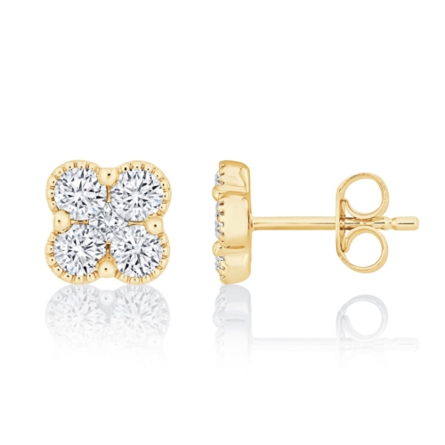 Yellow Gold Quartet Lab Grown Diamond Stud Earrings