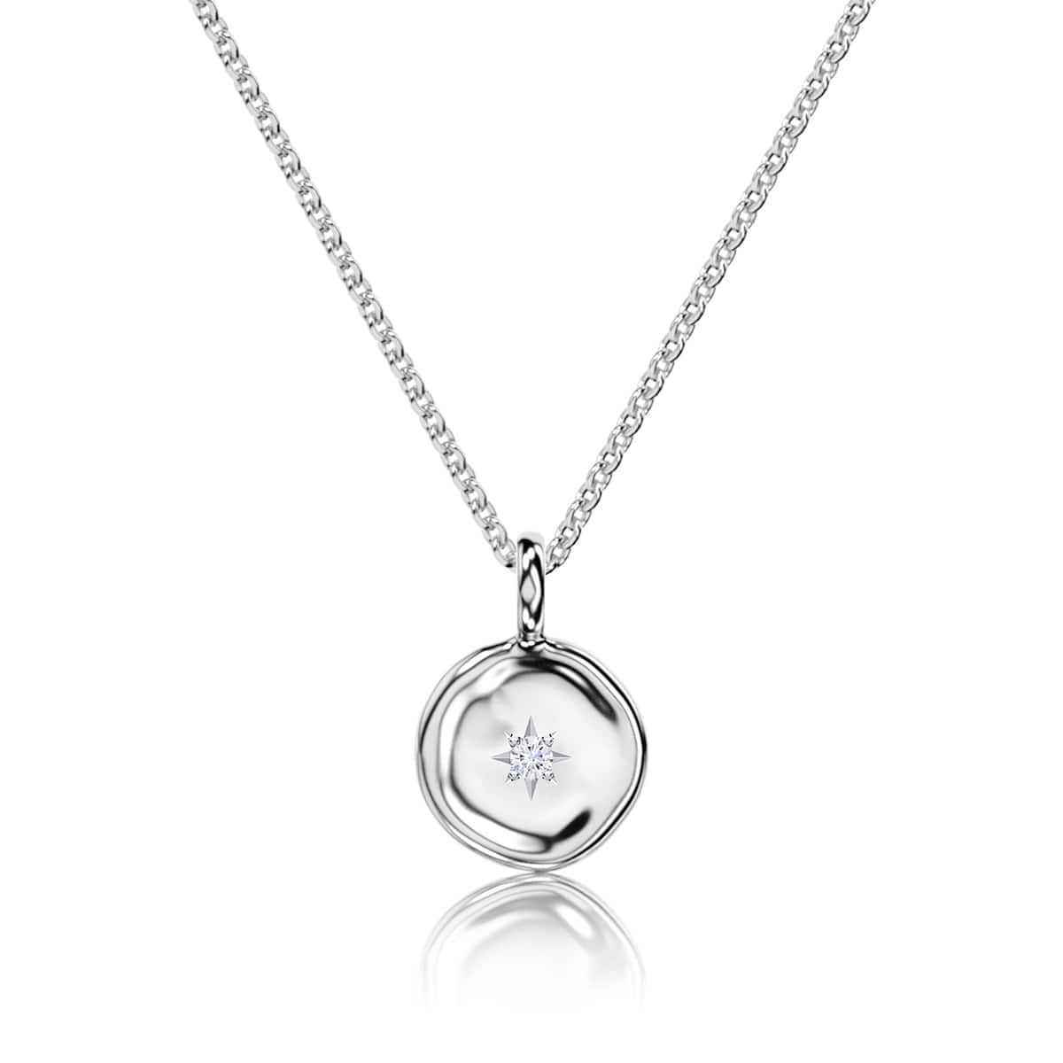 White Gold Round Freeform Birthstone Pendant