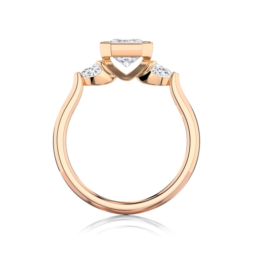 Radiant Diamond Three Stone Engagement Ring in Rose Gold | Amaris (Radiant Cut)