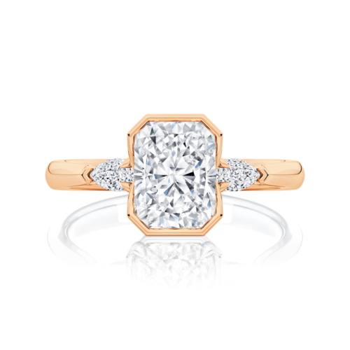 Radiant Diamond Three Stone Engagement Ring in Rose Gold | Amaris (Radiant Cut)