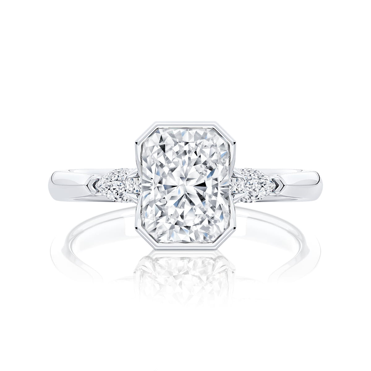 Radiant Diamond Three Stone Engagement Ring in White Gold | Amaris (Radiant Cut)