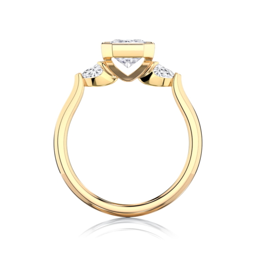 Radiant Diamond Three Stone Engagement Ring in Yellow Gold | Amaris (Radiant Cut)