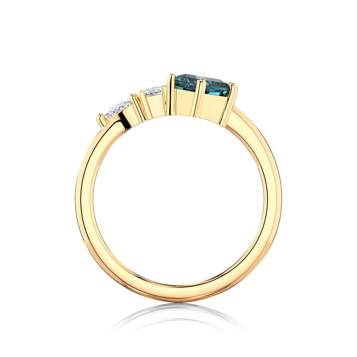 Freeform Sapphire With Side Stones Engagement Ring in Yellow Gold | Atherton