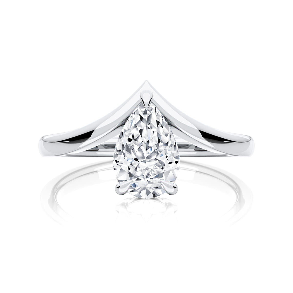 Pear Diamond Solitaire Engagement Ring in White Gold | Cora