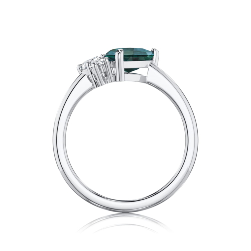 Freeform Sapphire With Side Stones Engagement Ring in Platinum | Eumundi