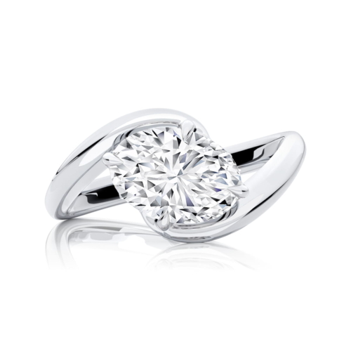 Oval Diamond Solitaire Engagement Ring in White Gold | Jena
